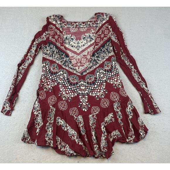 Free People Smooth Talker Womens Sz XS Boho Mini Dress Red - Picture 7 of 12